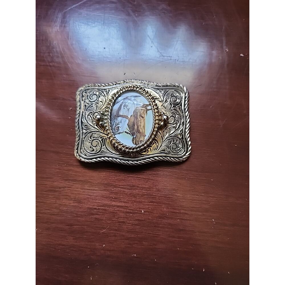 Vintage Horse Head Cameo Belt Buckle Equestrian Racing